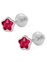 beautiful small red silver cz baby birthstone earrings